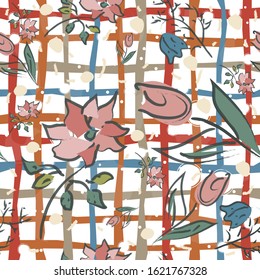 Floral Seamless Pattern. Hand Drawn. Vector Illustration
