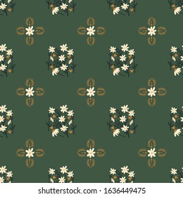 floral seamless pattern with hand drawn doodle flowers. creative floral designs for fabric, wrapping, wallpaper, textile, apparel. vector illustration