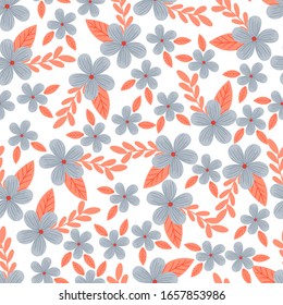 floral sin fisuras con flores azules dibujadas a mano. creativos diseños florales para tela, envoltura, papel pintado, textiles, prendas de vestir. ilustración vectorial