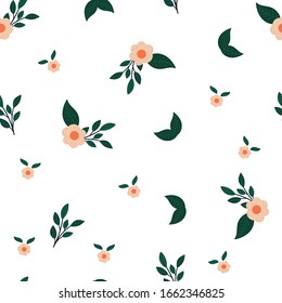 floral seamless pattern with hand drawn pink flowers with white background. creative floral designs for fabric, wrapping, wallpaper, textile, apparel. vector illustration