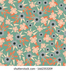 floral sin costuras con flores rosadas dibujadas a mano. creativos diseños florales para tela, envoltura, papel pintado, textiles, prendas de vestir. ilustración vectorial