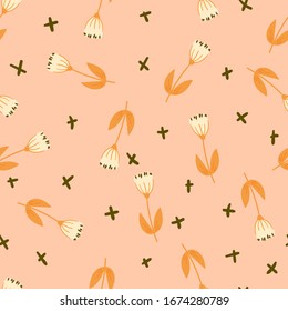 floral sin fisuras con flores de crema dibujadas a mano. creativos diseños florales para tela, envoltura, papel pintado, textiles, prendas de vestir. ilustración vectorial