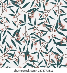 floral seamless pattern with hand drawn gum flowers. creative floral designs for fabric, wrapping, wallpaper, textile, apparel. vector illustration