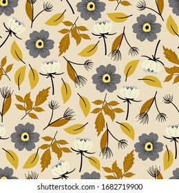 floral sin fisuras con flores blancas y azules dibujadas a mano. creativos diseños florales para tela, envoltura, papel pintado, textiles, prendas de vestir. ilustración vectorial