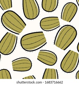 floral seamless pattern with hand drawn cactus. creative floral designs for fabric, wrapping, wallpaper, textile, apparel. vector illustration