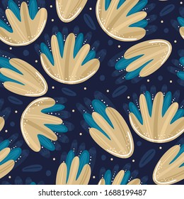 Floral seamless pattern. Hand drawn beautiful flowers. Colorful repeating background with blossom. Speckled petals. Design for wallpaper, textiles, wrapping paper, card. Vector illustration, eps10