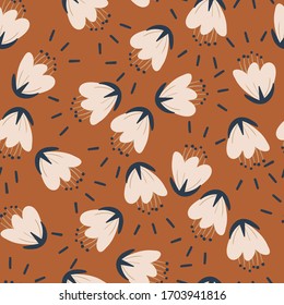 floral seamless pattern with hand drawn fantasy flowers. creative floral designs for fabric, wrapping, wallpaper, textile, apparel. vector illustration