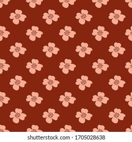 Blumennahtloses Muster mit handgezeichneten Blumen. rosafarbene stylisierte Blumen auf Weinhintergrund. Doodle-Stil. Cute künstlerische Textur, Hintergrund für Stoffdruck, Tapete, Geschenkverpackung.
