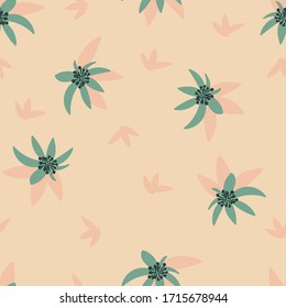 floral sin fisuras, con doodle dibujado a mano, flores rosadas. creativos diseños florales para tela, envoltura, papel pintado, textiles, prendas de vestir. ilustración vectorial