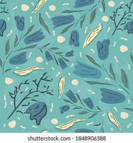 Floral Seamless Pattern. Hand Drawn. Vector Illustration