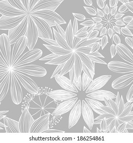 Floral seamless pattern. Hand drawn vector illustration