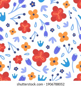 Patrón floral sin fisuras. La mano dibujó hermosas flores. Colorido fondo repitiendo con flor. Diseño para papel de pared, textiles, papel de envoltura, portaobjetos, cabecera. Ilustración vectorial, eps10