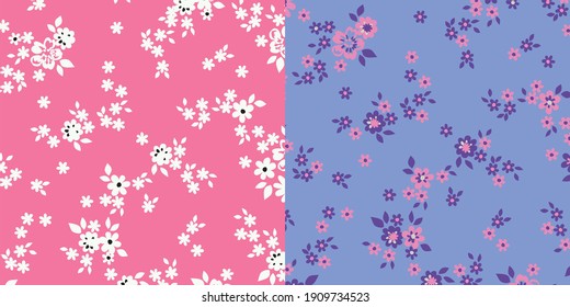 Patrón floral sin fisuras. Dibujado a mano. Para textiles, papel pintado, papel de embalaje. Ilustración de material vectorial.