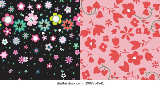 Floral seamless pattern. Hand drawn. For textile, wallpapers, print, wrapping paper. Vector stock illustration.