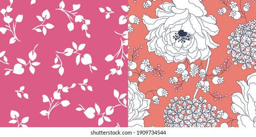 Floral seamless pattern. Hand drawn. For textile, wallpapers, print, wrapping paper. Vector stock illustration.