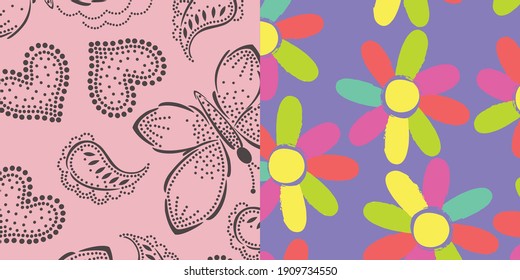 Floral seamless pattern. Hand drawn. For textile, wallpapers, print, wrapping paper. Vector stock illustration.