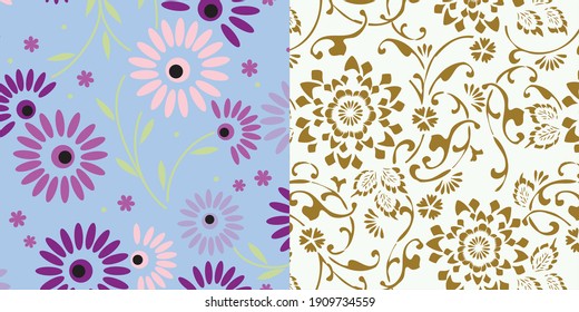Floral seamless pattern. Hand drawn. For textile, wallpapers, print, wrapping paper. Vector stock illustration.