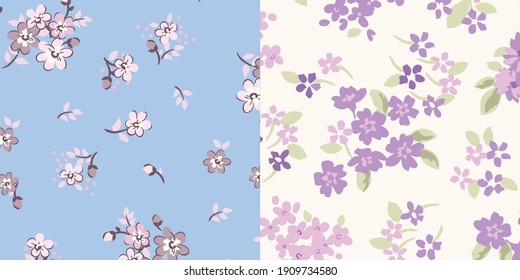 Patrón floral sin fisuras. Dibujado a mano. Para textiles, papel pintado, papel de embalaje. Ilustración de material vectorial.