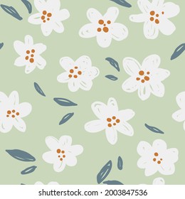 Floral seamless pattern in hand drawn style. nature ornament for textile, fabric, wallpaper, surface design.