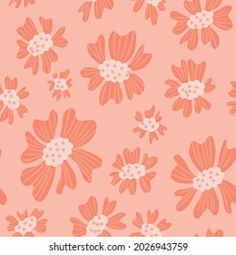 floral seamless pattern in hand drawn naive style, flowers background