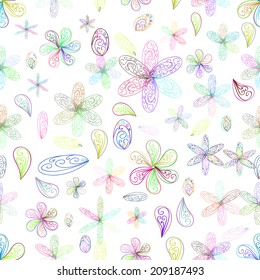 floral seamless pattern with hand drawn flowers 