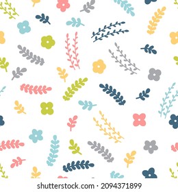 Patrón floral sin fisuras con flores dibujadas a mano. Estilo escandinavo. Flor de perro. Ilustración del vector
