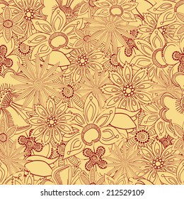 Floral seamless pattern. Hand drawn vector illustration.