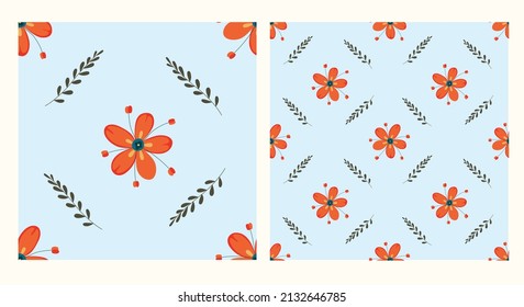 Floral seamless pattern. Hand drawn illustration. Vector for fabric, clothes, background, wallpaper, print, packaging, card, decoration, banner or other uses.