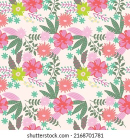 Floral seamless pattern. Hand drawn. For textile, wallpapers, print