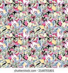 Nahtloses Muster ohne Blumen. Handgezeichnet. Für Textilien, Wallpaper, Druck