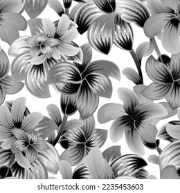 Floral seamless pattern. Hand drawn large flower buds. Flower silhouettes. foliage seamless background with nature plants and abstract flower on white background. Floral background. vintage design