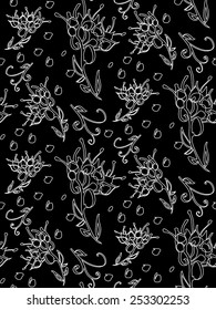 Floral seamless pattern with hand drawn flowers elements