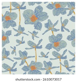 Floral seamless pattern. Hand drawn vector illustration.Vintage