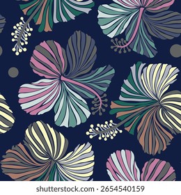 Floral seamless pattern. Hand drawn creative flower. Colorful artistic background with blossom. Abstract herb. It can be used for wallpaper, textiles, wrapping, card. Vector illustration,