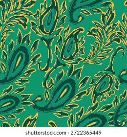 Patrón floral sin fisuras en textura rugosa dibujada a mano, motivo floral abstracto