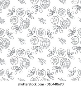 Floral seamless pattern with hand drawn roses. Beautiful vector background for your design.