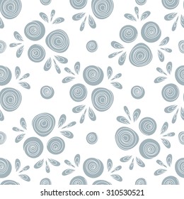 Floral seamless pattern with hand drawn roses. Beautiful vector background for your design.