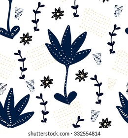 Floral seamless pattern. Hand drawn doodle background