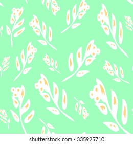 Floral seamless pattern. Hand drawn coffee branch background.