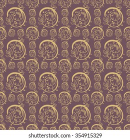 Floral seamless pattern from hand drawn sketches. Can be used for wallpapers. Optimized for easy color changes. EPS8 vector illustration includes Pattern Swatch.
