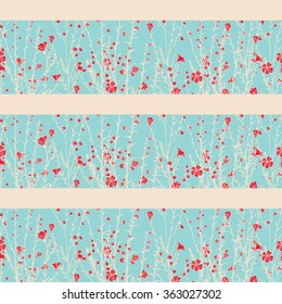 floral seamless pattern with hand drawn branch of flax