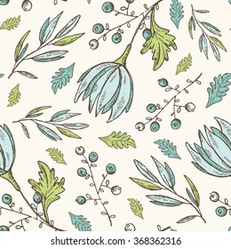 Floral seamless pattern. Hand drawn 