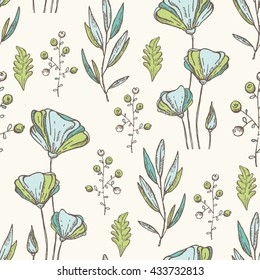 Floral seamless pattern. Hand drawn 