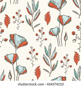 Floral seamless pattern. Hand drawn 