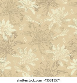Floral seamless pattern. Hand drawn floral texture.
