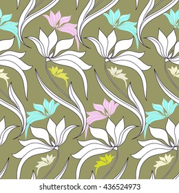Floral seamless pattern. Hand drawn floral texture.