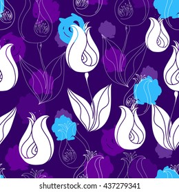 Floral seamless pattern. Hand drawn floral texture.