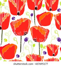 Floral seamless pattern. Hand drawn floral texture.