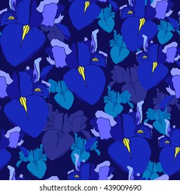 Floral seamless pattern. Hand drawn floral texture. Vector background with flowers.