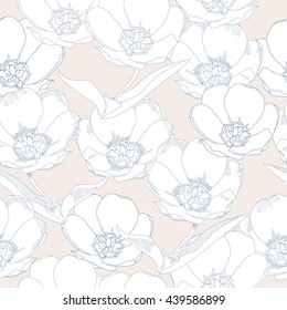 Floral seamless pattern. Hand drawn floral texture. Vector background with flowers.